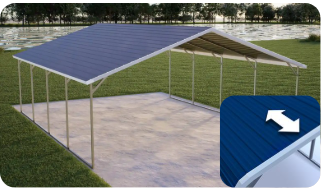 Crafted from 26-gauge metal sheeting, with an option to upgrade to 24-gauge, this material is used for the roof, trim, sidewalls, and gable ends. We offer 14 standard colors at no additional cost and custom colors for a nominal fee. You have the freedom to select your roof, trim, and sidewall colors, with an optional different wainscot color.