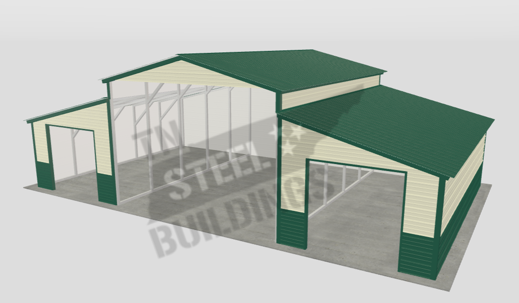 Spacious farm barns designed for agricultural storage, livestock shelter, or equipment protection.