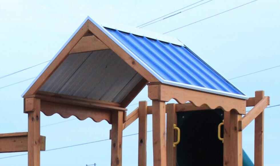 No tarps or plastic roofs here—these playsets feature a real metal roof, providing additional strength and enduring protection.